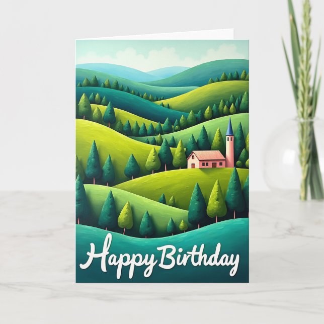 Tarjeta de cumpleaños Colinas Onduladas (Anverso)