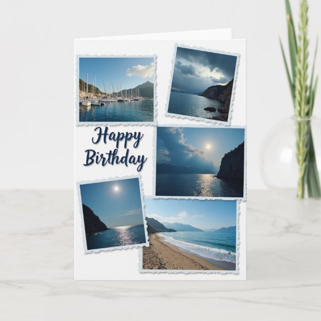 Tarjeta de cumpleaños Collage Costero (Anverso)