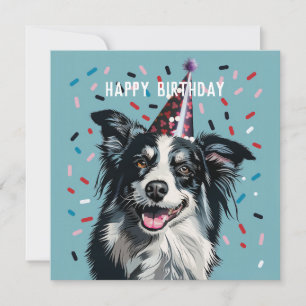 Tarjeta de cumpleaños Collie de borde