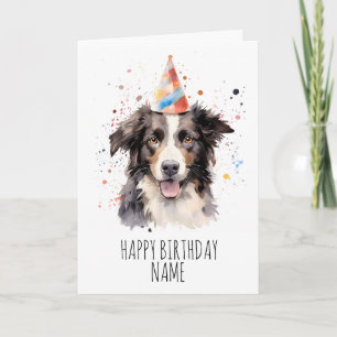 Tarjeta de cumpleaños Collie de borde de color de 
