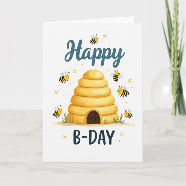 Tarjeta de cumpleaños Colmena Dorada (Anverso)