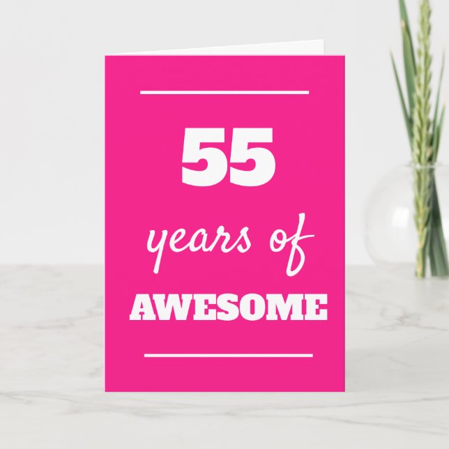 Tarjeta de cumpleaños color rosa 55 (Anverso)