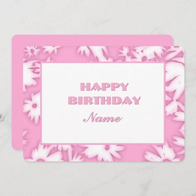 Tarjeta de cumpleaños Color Rosa Me Daisies (Anverso / Reverso)