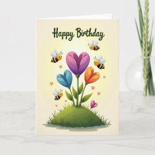 Tarjeta de cumpleaños Colorful Blooms