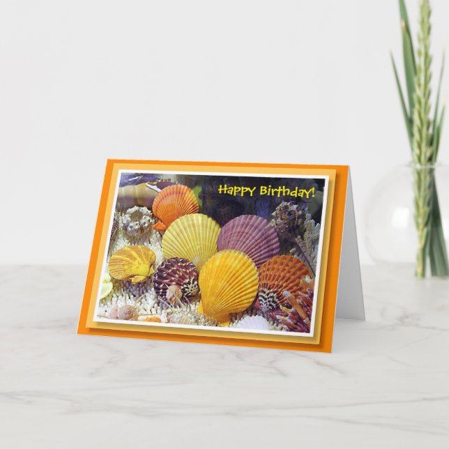 Tarjeta de cumpleaños colorida de las cáscaras (Anverso)