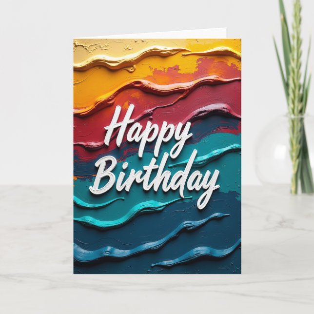 Tarjeta de cumpleaños colorida ondulada (Anverso)