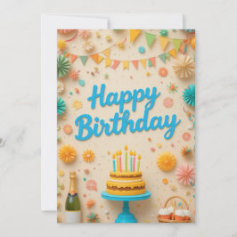 Tarjeta de cumpleaños colorida para Fiestas