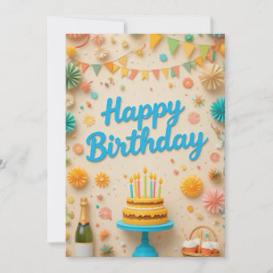 Tarjeta de cumpleaños colorida para Fiestas
