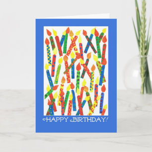Tarjeta de cumpleaños colorida - Velas de torta de