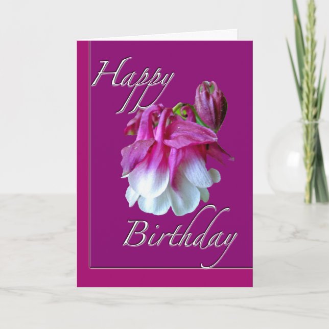 Tarjeta de cumpleaños Columbine Happy cultivada (Anverso)
