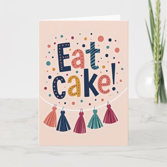 Tarjeta de cumpleaños Come pastel (Anverso)