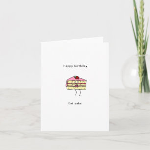 Tarjeta de cumpleaños, comer pastel, tarjeta de pa