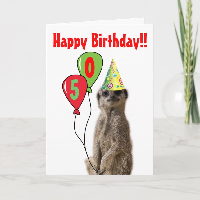 Tarjeta de cumpleaños como fiesta de Meerkat (Anverso)