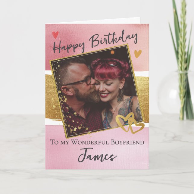 Tarjeta de cumpleaños con 1 foto para un novio mar (Anverso)