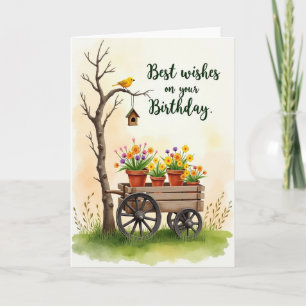Tarjeta de cumpleaños con acuarela alegre