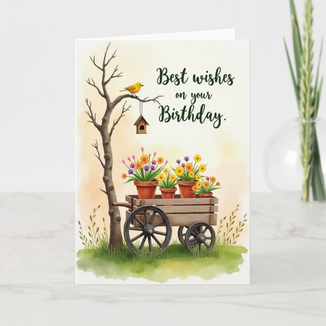 Tarjeta de cumpleaños con acuarela alegre (Anverso)