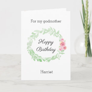 Tarjeta de cumpleaños con acuarela floral para mad