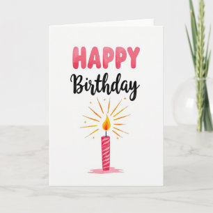 Tarjeta de cumpleaños con acuarela rosa