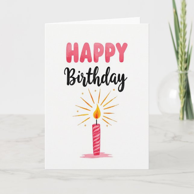 Tarjeta de cumpleaños con acuarela rosa (Anverso)
