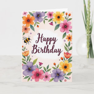 Tarjeta de cumpleaños con acuarela vívida