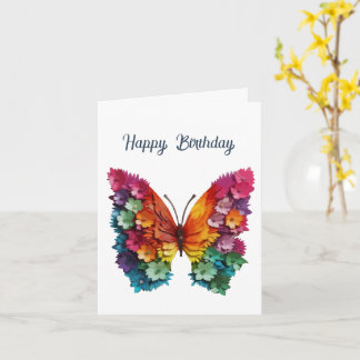 Tarjeta de cumpleaños con alas de mariposa floral