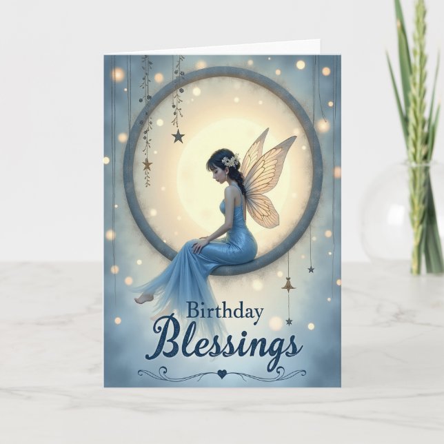 Tarjeta de cumpleaños con alas etéreas (Anverso)