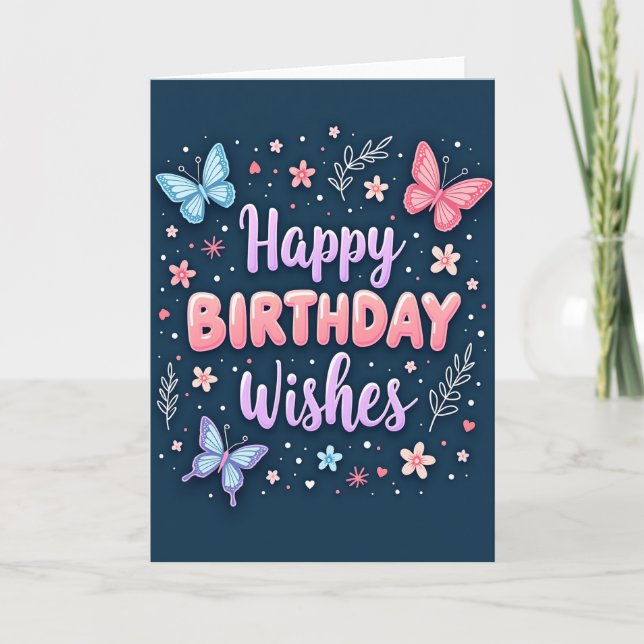 Tarjeta de cumpleaños con alas índigo (Anverso)