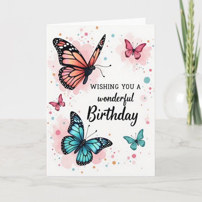 Tarjeta de cumpleaños con alas vibrantes (Anverso)