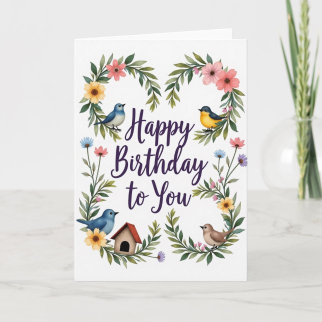 Tarjeta de Cumpleaños con Alegría de Jardín (Anverso)