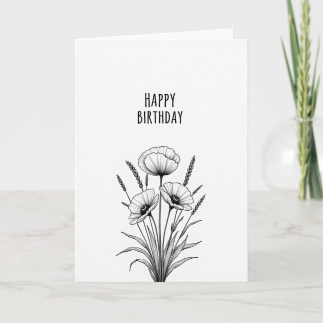 Tarjeta de cumpleaños con amapola dulce (Anverso)