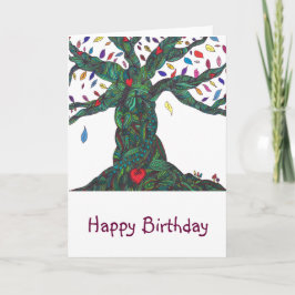 Tarjeta de cumpleaños con árbol