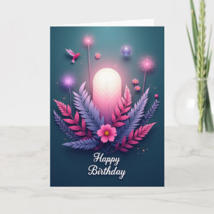 Tarjeta de cumpleaños con arco brillante