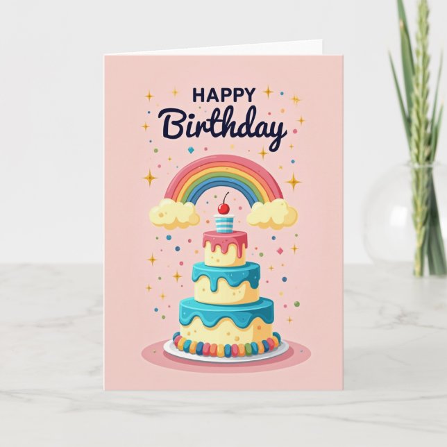 Tarjeta de cumpleaños con arco de arcoíris (Anverso)