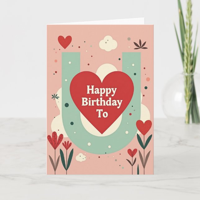 Tarjeta de cumpleaños con arco de corazón sincero (Anverso)