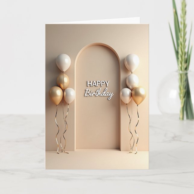 Tarjeta de cumpleaños con arco dorado (Anverso)