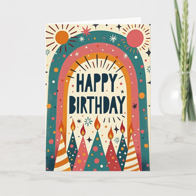 Tarjeta de cumpleaños con arco vibrante (Anverso)