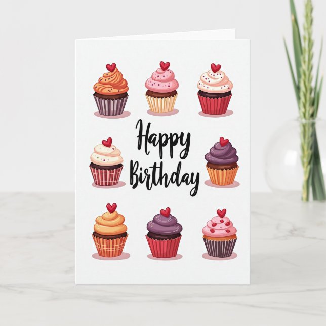 Tarjeta de Cumpleaños con Array de Pastel Dulce (Anverso)