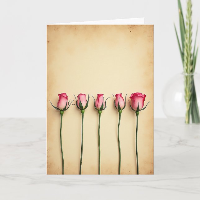 Tarjeta de cumpleaños con arte de capullo de rosa (Anverso)