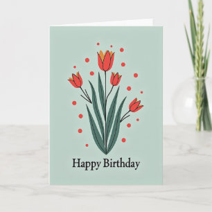 Tarjeta de cumpleaños con arte de Flor Roja