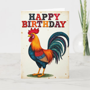 Tarjeta de cumpleaños con arte de gallo