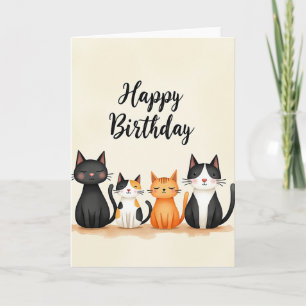 Tarjeta de cumpleaños con arte de gatito
