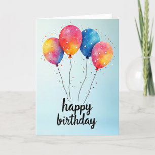 Tarjeta de cumpleaños con arte de globo aerostátic