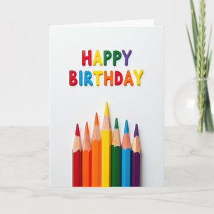 Tarjeta de cumpleaños con arte de lápiz alegre