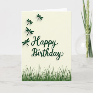Tarjeta de cumpleaños con arte de libélula