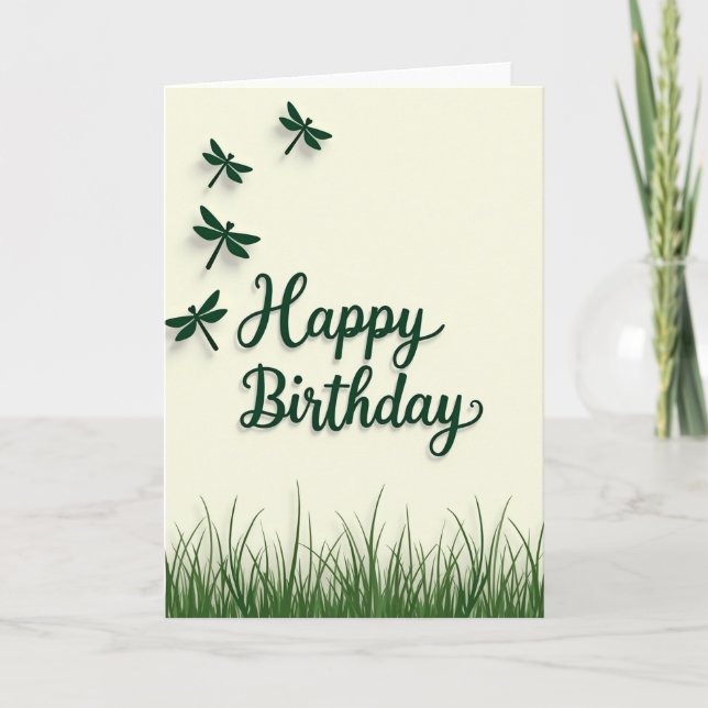 Tarjeta de cumpleaños con arte de libélula (Anverso)