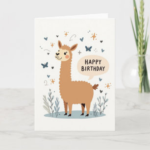 Tarjeta de cumpleaños con arte de llama dulce