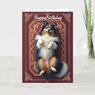 Tarjeta de cumpleaños con arte de perro feliz