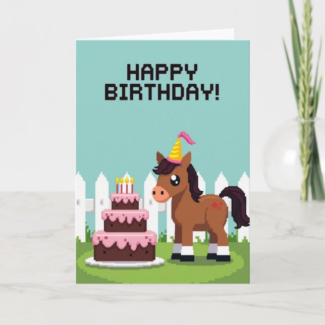 Tarjeta de cumpleaños con arte de píxeles dulce (Anverso)