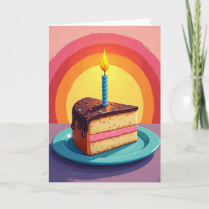 Tarjeta de cumpleaños con arte de rebanada de past