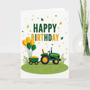 Tarjeta de cumpleaños con arte de tractor